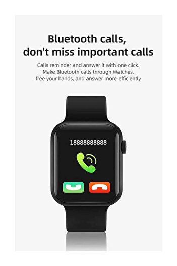 Generic T800 Smart Watch with Bluetooth Calling, Music, 1.44" Touch Display – Black