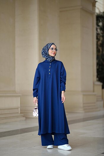 NS Moda Tesettür Duha Set Navy Blue-Model 548
