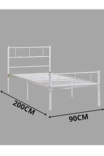 Cady One Kady One Single Metal Bed with Streamlined Design, White Color - 90 x 200 cm