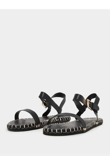 Raid By Styli Bambie Black Ankle Strap Flat Espadrilles