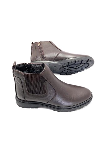 Deritarz Genuine Leather Orthopedic Gel Insoles Fur Lined Winter Men's Boots