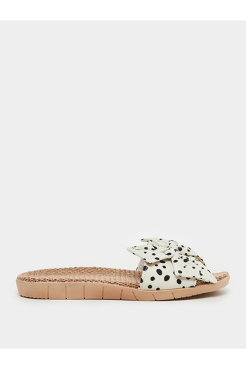 Take Two By Styli Polka Dot Print Bow Detail Flat Sandals