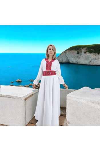 Ie Traditionala Afroditha traditionally stylized white dress