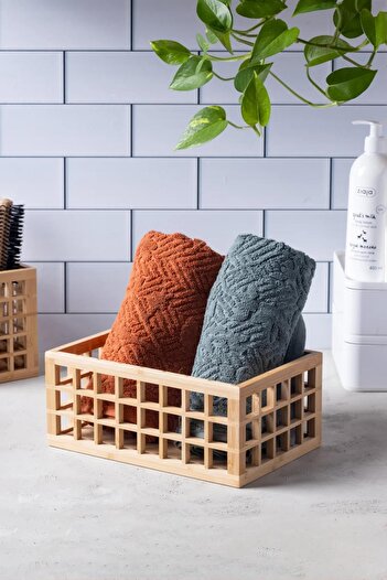 EWs Bambu Organizer Büyük Dolap İçi Düzenleyici Sepet 18x26 cm