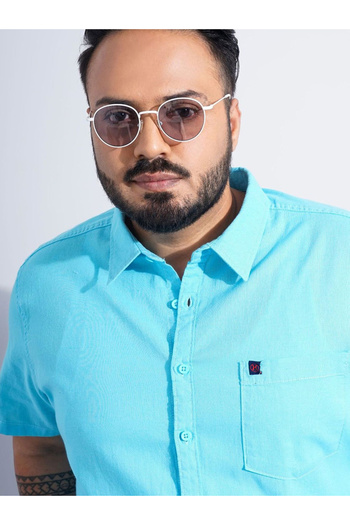 HardSoda By Styli Plus Men Turquoise Regular Fit Casual Shirt