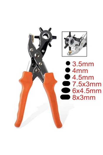 PUFO 6-head swivel belt punch pliers, orange