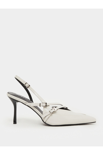 Raid By Styli Off White Strappy Buckled High Heel Pumps
