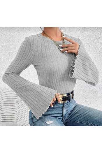 Lufthimm Stylish Ruffled Crop Top with Bicycle Neckline