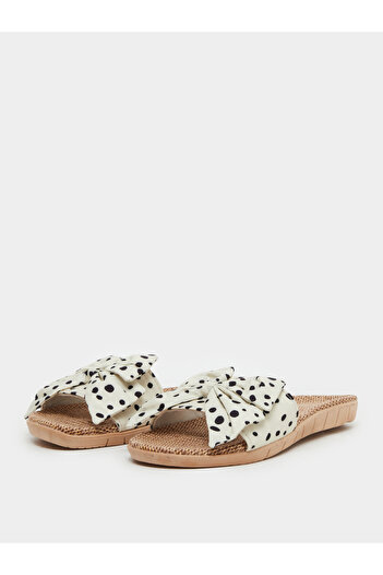 Take Two By Styli Polka Dot Print Bow Detail Flat Sandals