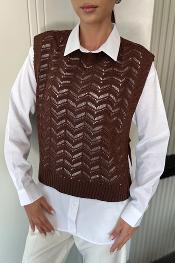 julude Coffee Shirt Combination Knitwear Sweater