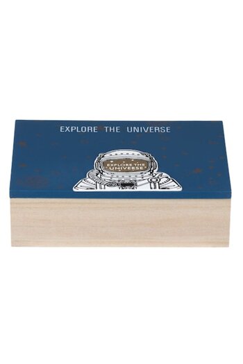 SHOPIENS Wooden Storage Box with Lid Shopiens®, Cosmonaut Model, 24 x 17 x 7 cm