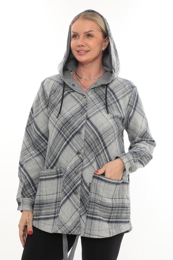 Lady Majestic Plus Size Comfortable Fit Hooded Lumberjack Women's Shirt Cardigan