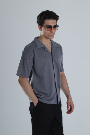 COCOPELLI Men's Anthracite Seersucker Shirt