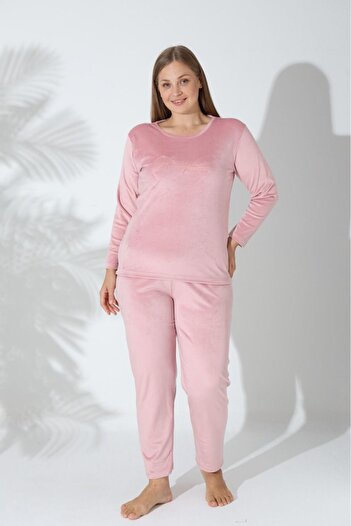Elit Women's Plus Size Velvet Winter Pajama Set