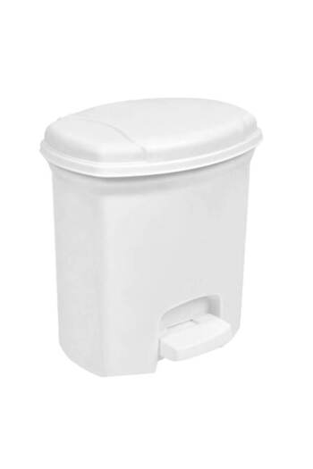 SHOPIENS Plastic Bathroom Trash Bin with Pedal Shopiens®, Glossy White, 7 L