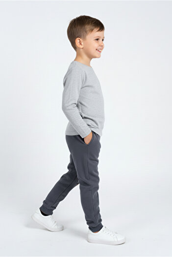 Kyron 100% Cotton Pocketed Boys' Trousers - Gray Car Printed