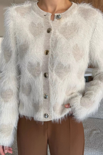 julude Stone Women's Front Buttoned Bearded Knitwear Jacket (S-M-L Available)