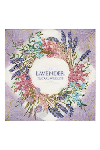 SHOPIENS Set of 20 Shopiens® 2-ply napkins, with lavender flower pattern and lilac colors, 33 x 33