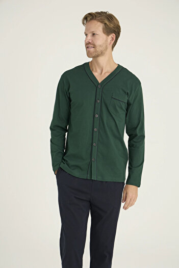 Kocabey 9267 Men's V-Neck Buttoned Pajama Set