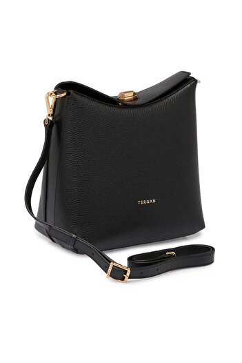 Tergan Black Genuine Leather Women's Handbag - S25Y1Bc80407-D3H