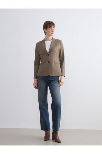 LC Waikiki Brown Plaid Women's Blazer Jacket
