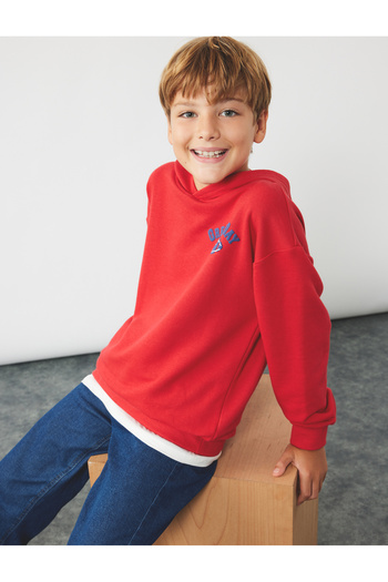 Koton Cotton Long Sleeve Printed Hooded Sweatshirt