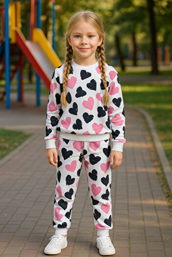 minikiss Seasonal Printed Top and Bottom Girls' Double Set