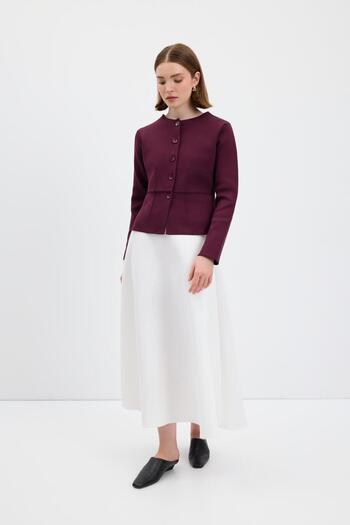 KADRİYE BAŞTÜRK Mini Pencil Knitwear Jacket Plum