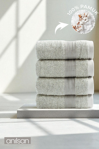 Anılsan 4-Piece Green Dora Hand Towels - 50X80 Cm, 175 Gr, 100% Cotton, Spa and Hotel Towels, Suitable for Daily Use