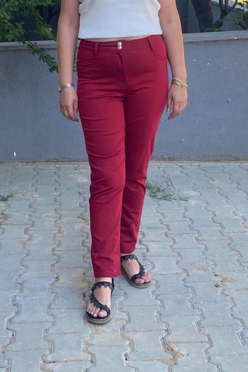 Mia Butik Women's Red Tube Leg Pants