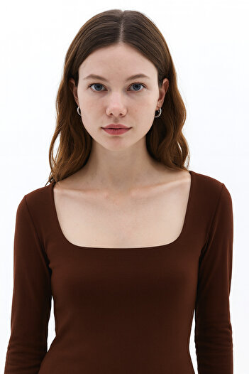 MERİCEY Women's Modal Fabric Square Neck Long Sleeve Blouse - Basic, Comfortable and Stylish