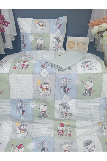 BH BABY HOME 100% Cotton Baby Quilt Set 4 Pieces – Quilt 80X120 Cm, Sheet, Pillow, Pillowcase