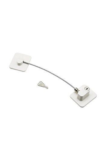 The LOG INVEST White Plate Rope Safety Lock 5X6Cm Adhesive Mounting=2Pcs Plate Rope=18.8Cm