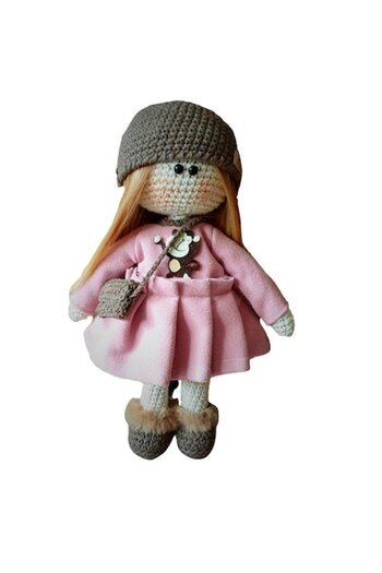 handmadeproducts Disponibila pe comanda – Papusa crosetata ,,Fetita cu rochita roz”, handmade, bumbac, multicolor