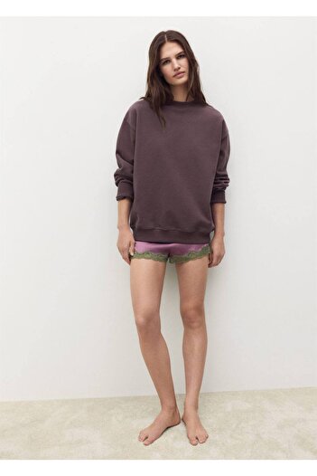 MANGO Woman Düz organik pamuklu sweatshirt