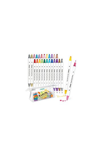Ohuhu Kumimi, Set of 24 Markers, Dual Tip Calligraphy Brush & Dot, Water Based, Non-Toxic, Multicolor