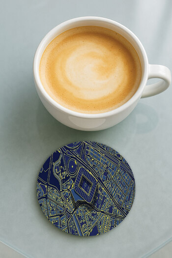Cekuonline Round Plexiglass Coaster with Printed Pattern Single Kadıköy Stadium