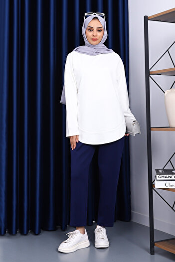 İmajButik Ecru Crew Neck Modal Tunic
