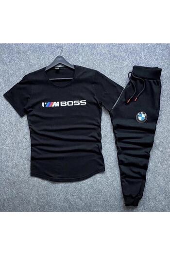 SimStone New season slim fit i'm imboss printed t-shirt - summer slim fit tracksuit bottoms 2-piece set