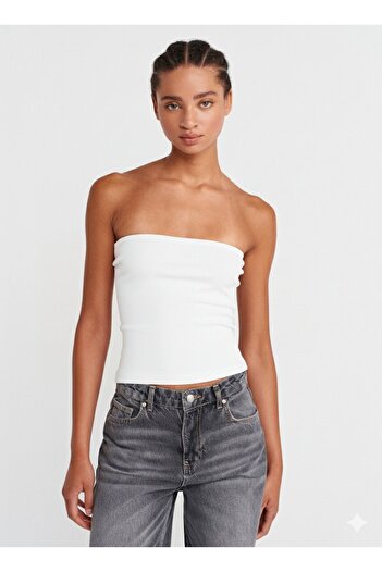 Dilvin 20659 Strapless Blouse-Beyazz