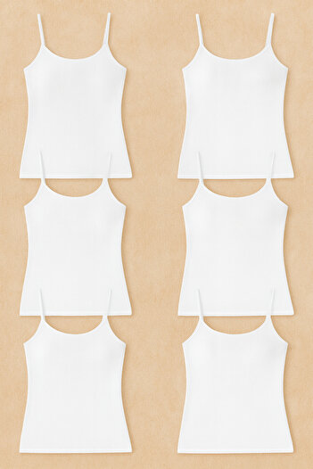 QKK Women's Cotton Lycra Ribbed String Strap Combed Cotton 6-Piece Tank Top Q6K4K2T0Ka