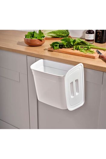 Se Yank Haus Kitchen Countertop and Cabinet Hanging Trash Can - Practical Trash Can with Lid 7 Liters