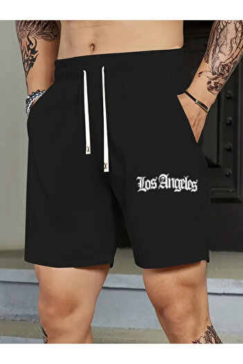 SimStone 2 Pcs Los Angeles Graphic Printed Casual Athletic Shorts for Men