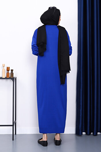 İmajButik Ζακέτα Saks μπλε με λαιμόκοψη σε σχήμα V Mercerized