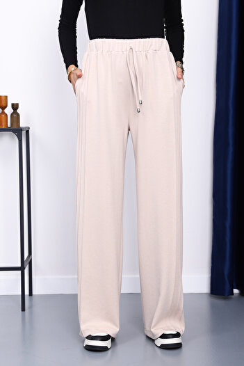 İmajButik Wide-Leg Modal Pants with Grass on the Sides