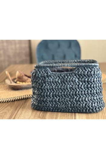 DMK Store Handmade Dark Tone Bag – Modern Weaving, Elegant Design