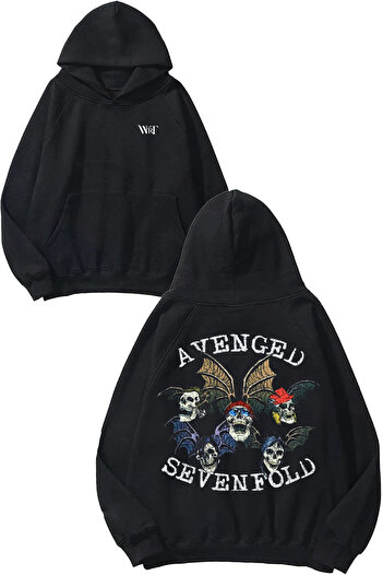 THEWERT Avenged Sevenfold 6 Design Back Printed Black Hooded Sweatshirt