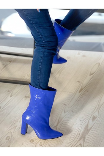 BERFONA PARIS SAKS QUILTED Patent Leather Heeled SHORT BOOTS BOTTİE