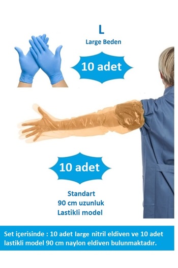 QBR Home 10-Piece Large Nitrile Gloves and 10-Piece 90 cm Elastic Gloves Set