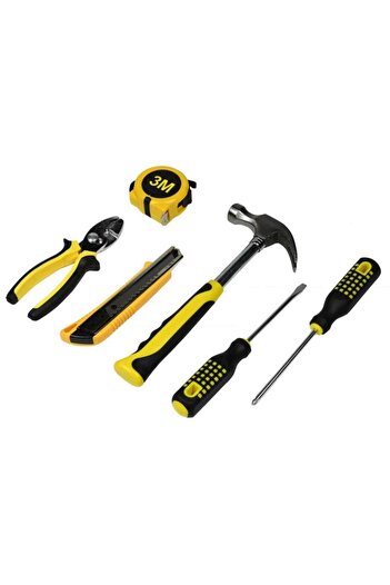 Benson Set of 6 tools (tape measure, ruler, 2 screwdrivers, carpenter's hammer, cutter)